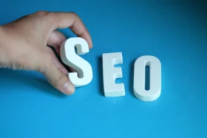 Desain visual dengan tulisan SEO yang modern dan profesional - Mentor Juara