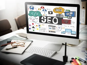 Gambar komputer dengan berisikan informasi SEO - Mentor Juara